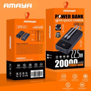 POWER BANK WITH 2 CABLE 22.55W 20000MAH APW13